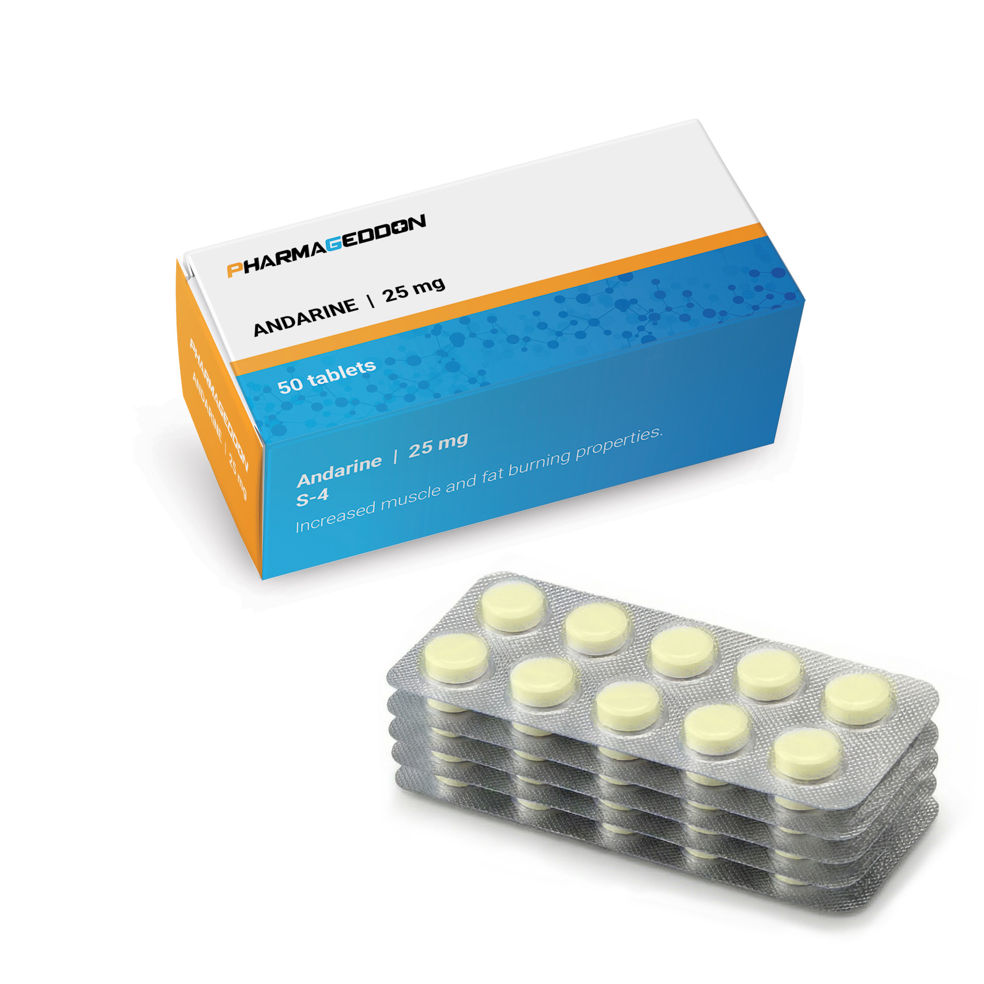 קופסת תרופות ירוקות של אנדרין, 25 מ"ג, 50 טבליות